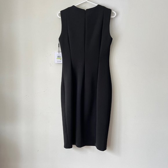 NWT Calvin Klein Black Embellished Sheath Cocktail Dress w/ Slit Size 4 - Picture 8 of 16